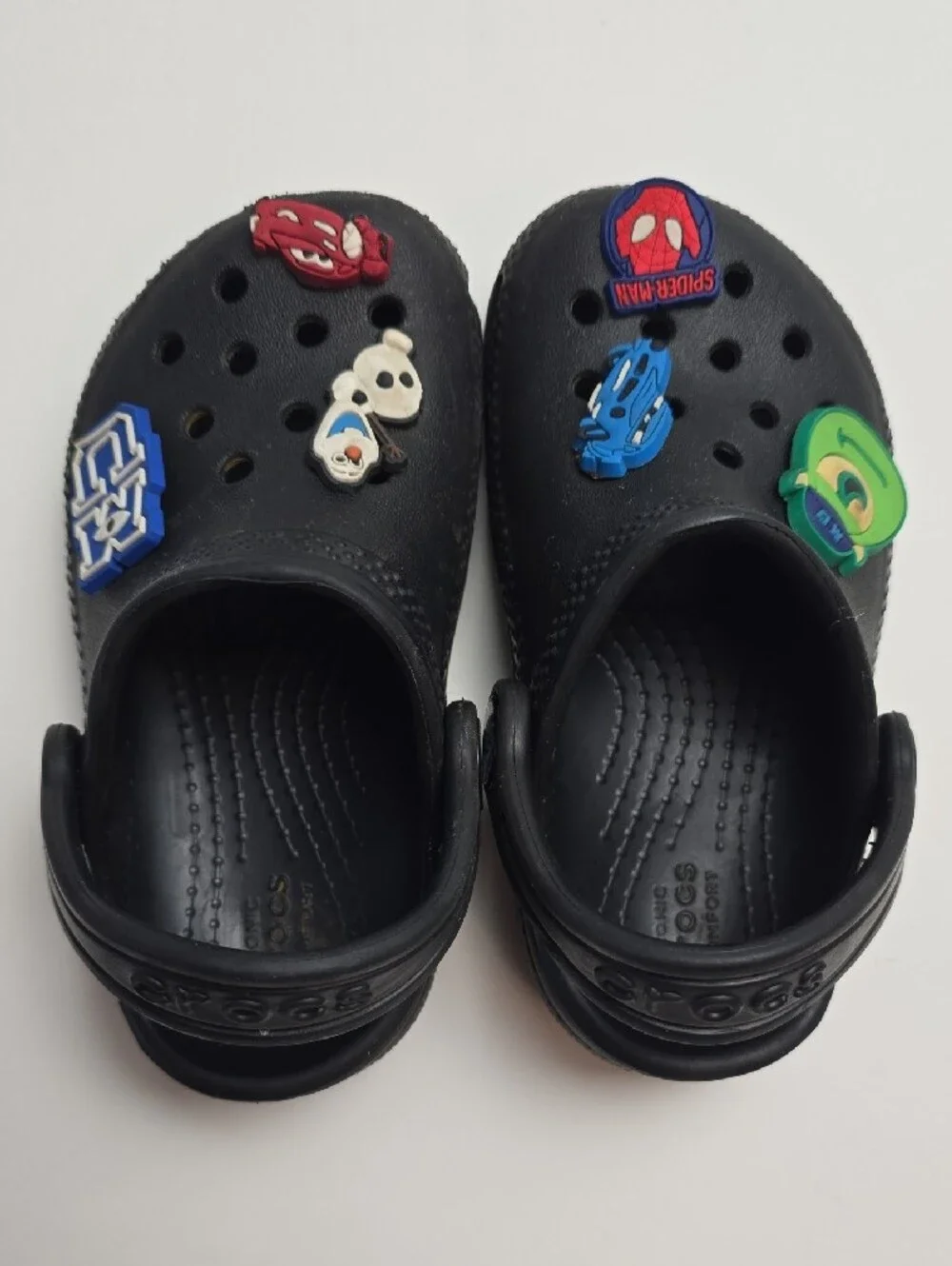 Kids Black Clog Shoes with Fun Pixar Charms Size C7